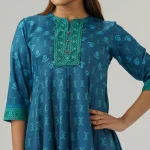 Womens Ethnic Teal Three Piece Set - Image 2