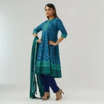 Womens Ethnic Teal Three Piece Set