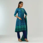 Womens Ethnic Teal Three Piece Set - Image 5